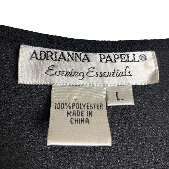 Adrianna Papell Evening Essentials Cardigan Womens Large Black Sheer Beaded Top - Picture 5 of 16